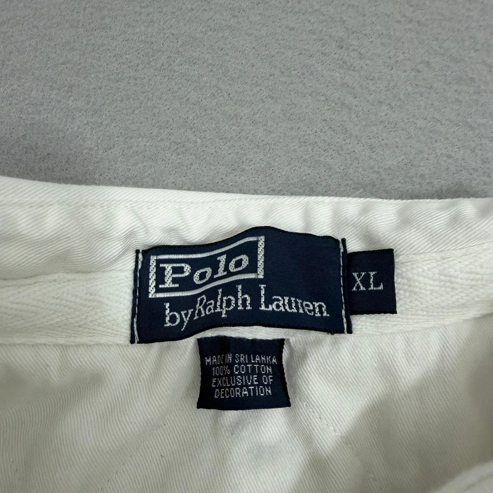 Vintage Polo Ralph Lauren Rugby Shirt Men XL White Crest Stripe Long Sleeve PRLC